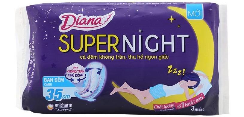 Băng vệ sinh ban đêm cánh Diana Super Night 3 miếng 35cm