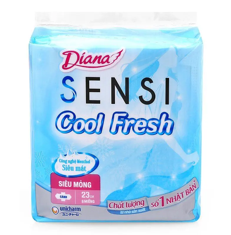 Băng vệ sinh Diana Sensi Cool Fresh siêu mỏng cánh 23cm (8 miếng)