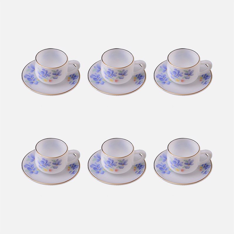Bộ tách trà nhỏ 12 chi tiết dáng tròn họa tiết Hoa màu xanh